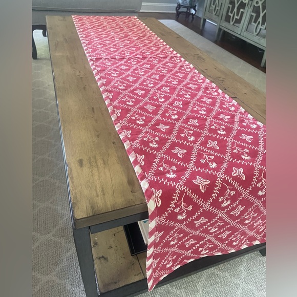 Pierre Deux Red Floral Cotton French Country Table Runner 72x14 - Picture 2 of 6
